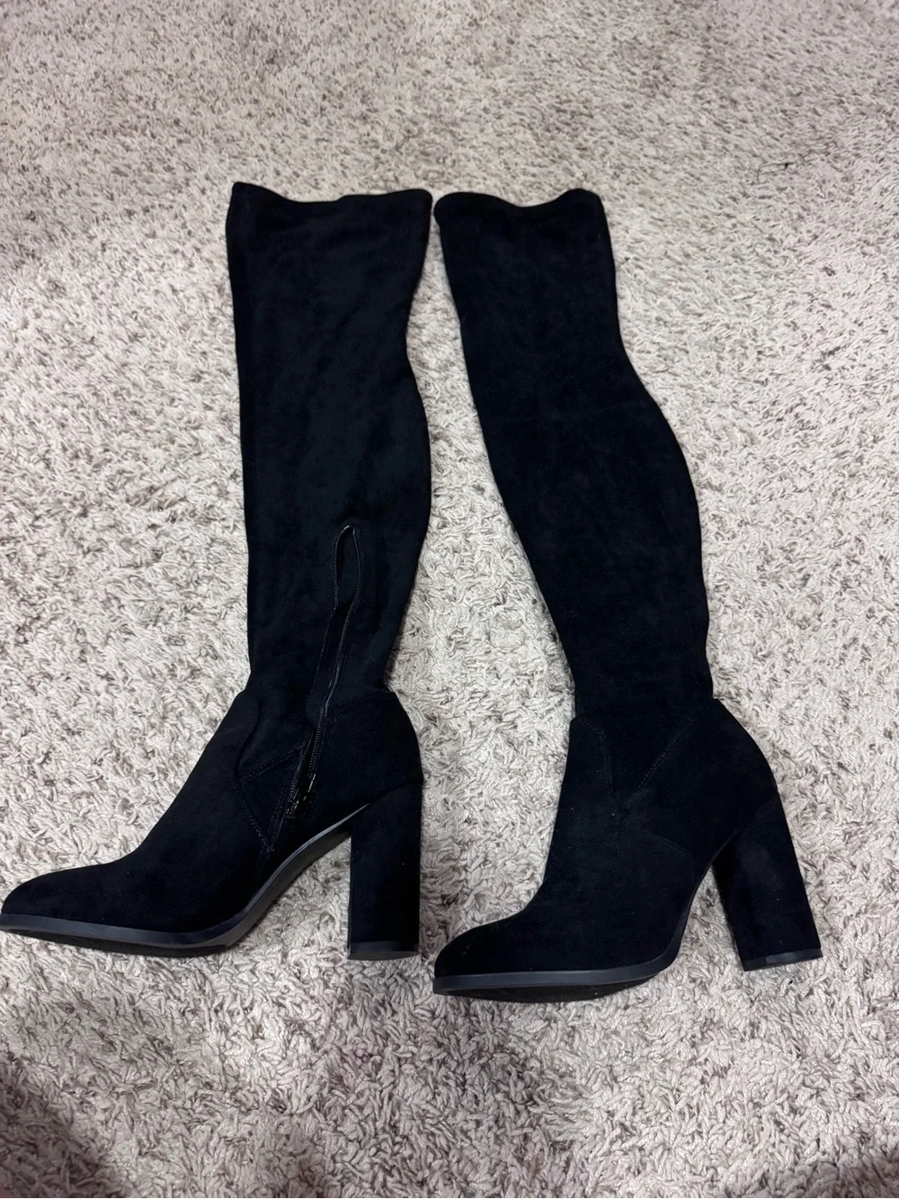 Thigh high Black Suede High Heel Boots